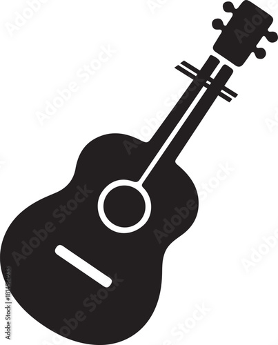 Isolated Acoustic Guitar, Acoustic Guitar icon, Acoustic Guitar classic musical instrument, melody symbol, black vector guitar, music performance design for buyers