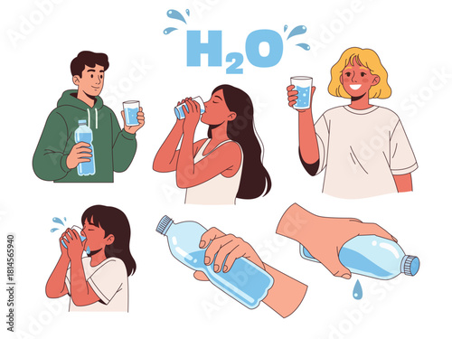 drinking water and staying hydrated illustration