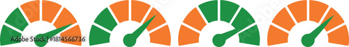 Gauge icon set for measurement and evaluation
