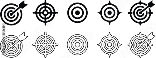 black target icon arrow set flat icons stock vector art