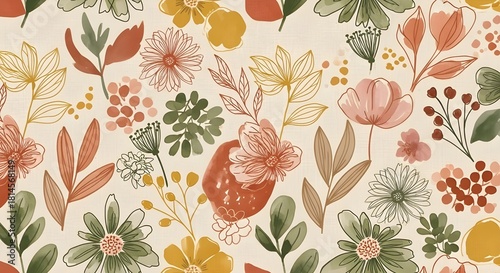 Boho Floral Fabric Background Pattern
