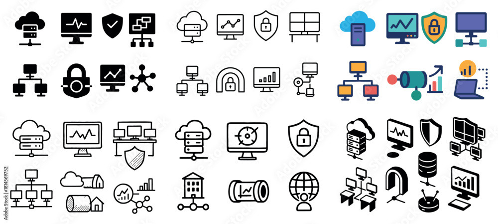 Fototapeta premium Network and security icons collection