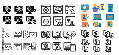 Diverse computer interface icons and symbols collection