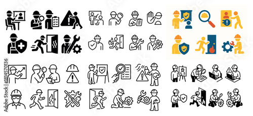 Workplace safety icons for industrial settings
