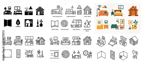 Cozy interior design elements collection