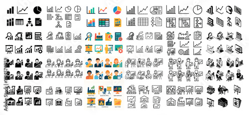 Business and data analysis icons collection