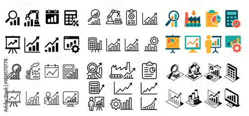 Business and growth analytics icons collection