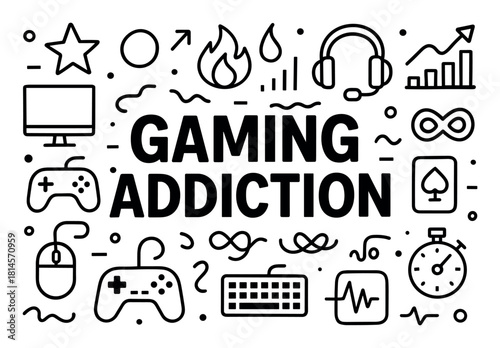 Gaming Addiction Doodle