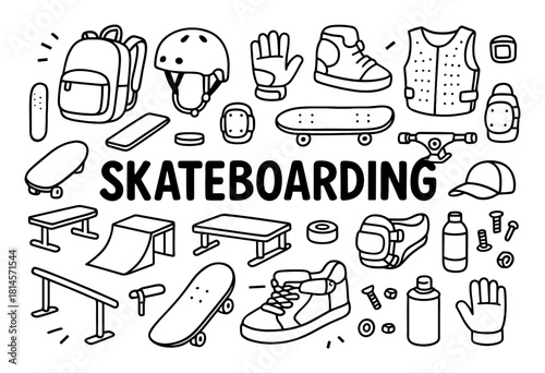 Skateboarding Essentials Doodle