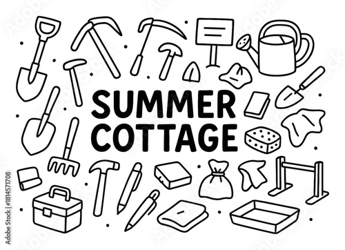 Summer Cottage Tools Doodle