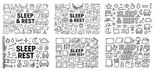 Hand-drawn sleep and rest elements collection
