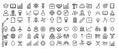 Variety of business and science icons