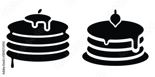 Delicious Pancake Stacks with Syrup Black and White Graphic Design