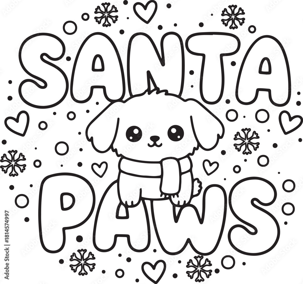 Fototapeta premium Cute puppy Shanta paws vector coloring page