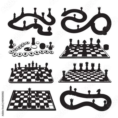 Black and White Chess and Board Game Collection