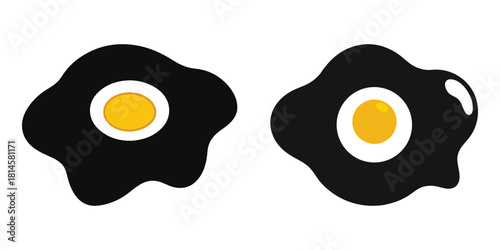 Two black fried eggs simple vector illustration on white background