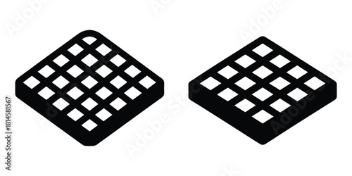 Two Black Waffle Icons Isolated on White Background Graphic Resource