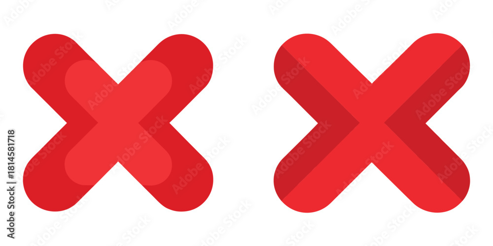 Obraz premium Two red X marks graphic design element error symbol illustration