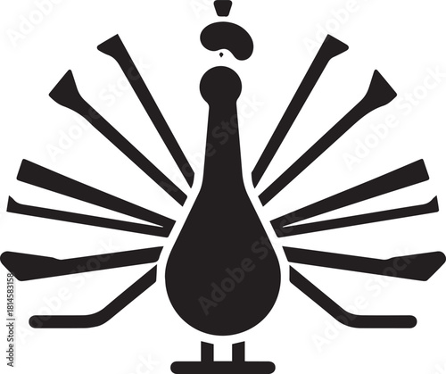 Black silhouette logo combining peacock and hockey stick element