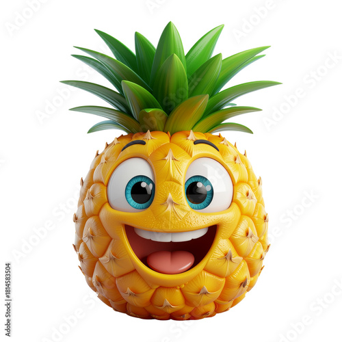 The pineapple mascot cute 3D cartoon mascot illustration