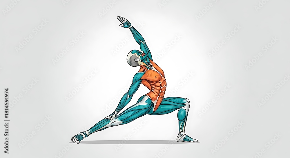Naklejka premium Anatomical Illustration of a Person Performing a Yoga Pose.
