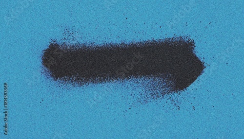 Black spray paint line on blue background. Noises and grain texture illustration.
