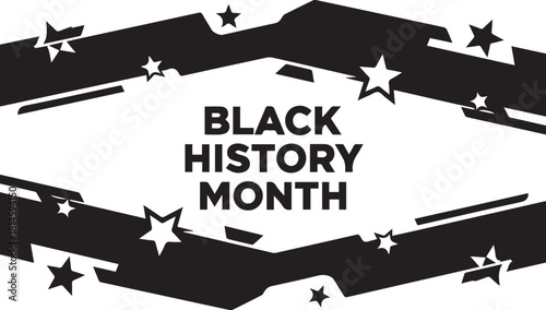 Black history month celebration with stars and geometric design