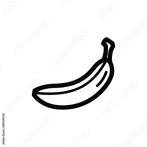 Simple black and white line art icon of a single banana