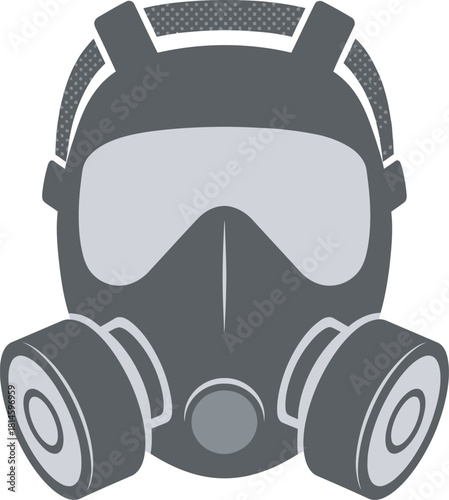 A stylized illustration of a gas mask, depicting safety and protection.