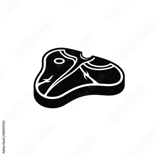 Black and white icon of a tbone steak