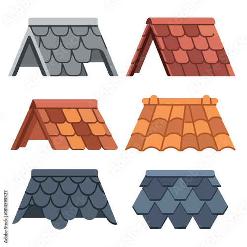 Assorted Roof Tiles - Colorful, Textured, and Varied Architectural Elements.