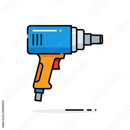 Blue and orange electric heat gun icon with a pistol grip and black outline.