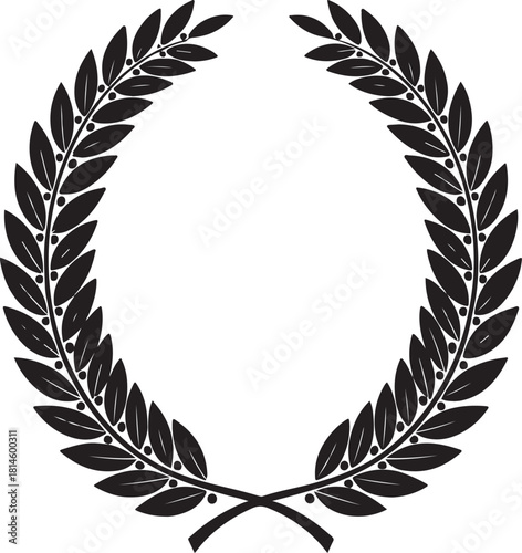 Laurel Wreath Silhouette – Heraldic Crest, Olive Branch Award Emblem