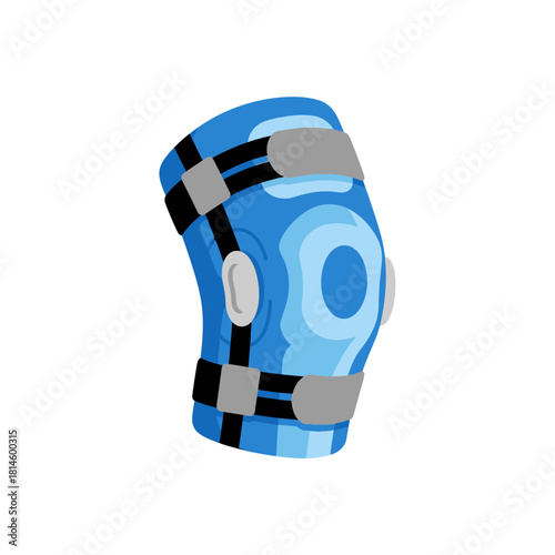 Blue Knee Brace with Straps and Pads for Support and Injury Recovery.