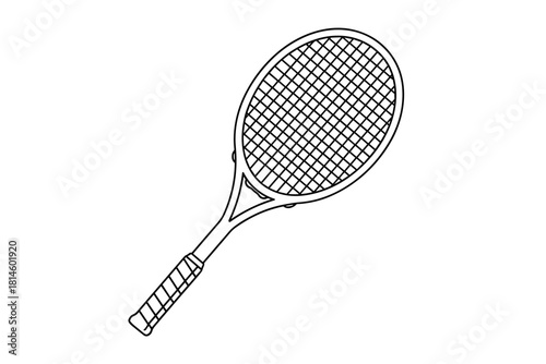 Tennis racket outline on white background