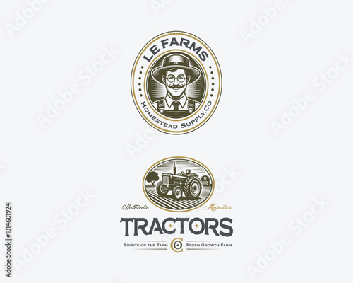  farmer with village gardening logo