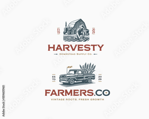  farmer with village gardening logo