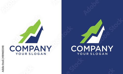 wolf head Arrow, Financial and bank icon logo design vector for business