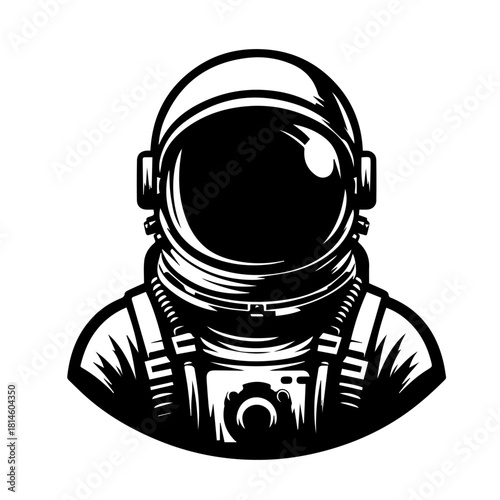 balck and white vector silhouette of astraunet on white background