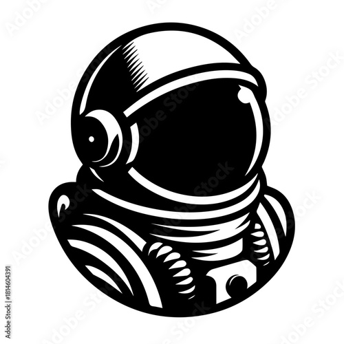 balck and white vector silhouette of astraunet on white background