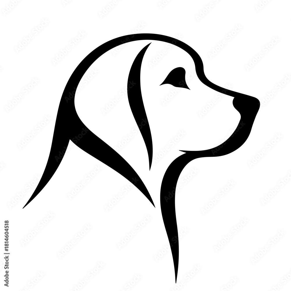 Obraz premium balck and white vector silhouette of dog on white background