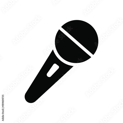 Simple black microphone icon on a white background, suitable for any design project