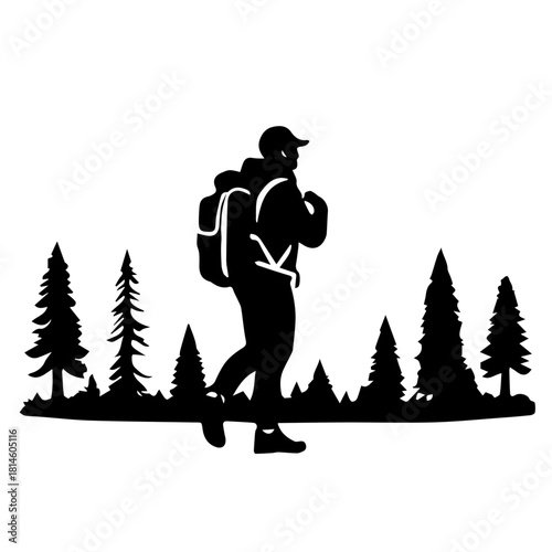 balck and white vector silhouette of travel on white background