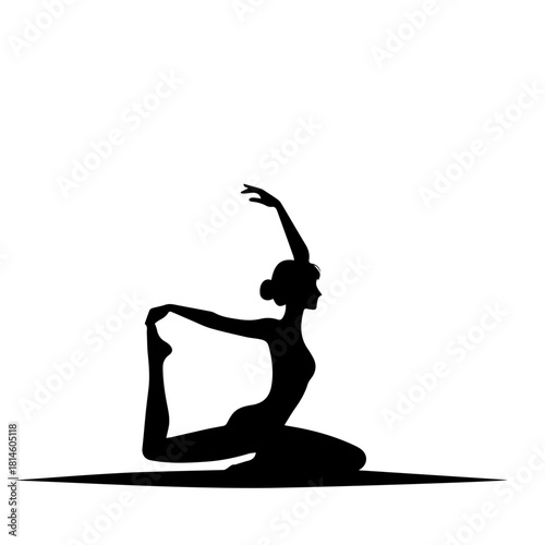 balck and white vector silhouette of yoga on white background