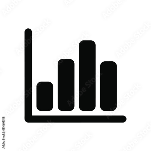 Black and white bar graph icon showing statistical data analysis results