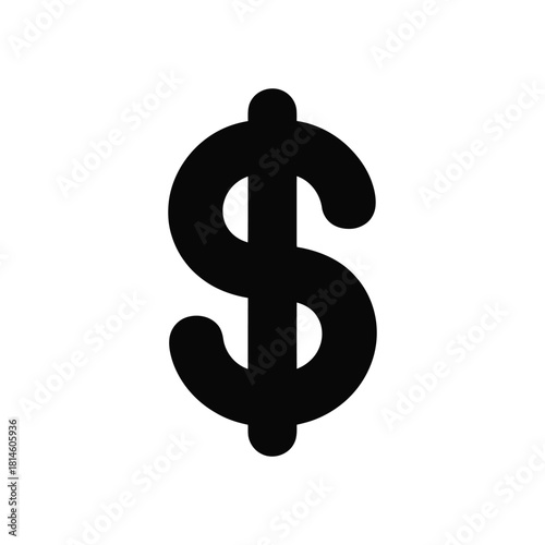 Black dollar sign icon design isolated on white background currency symbol