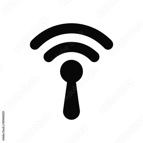 Black Wifi Symbol Icon Illustration on White Background Represents Wireless Connection