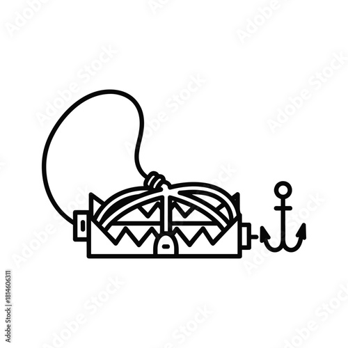 Outline icon of a selfcontained breathing apparatus or scuba tank backpack for emergency rescue or diving, isolated on