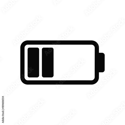 Low battery icon, black outline, energy level indicator, on white background