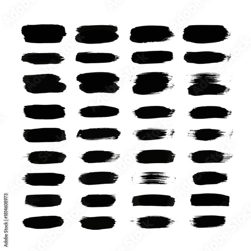 Dynamic collection of bold black brushstrokes perfect for adding artistic flair to your next design project